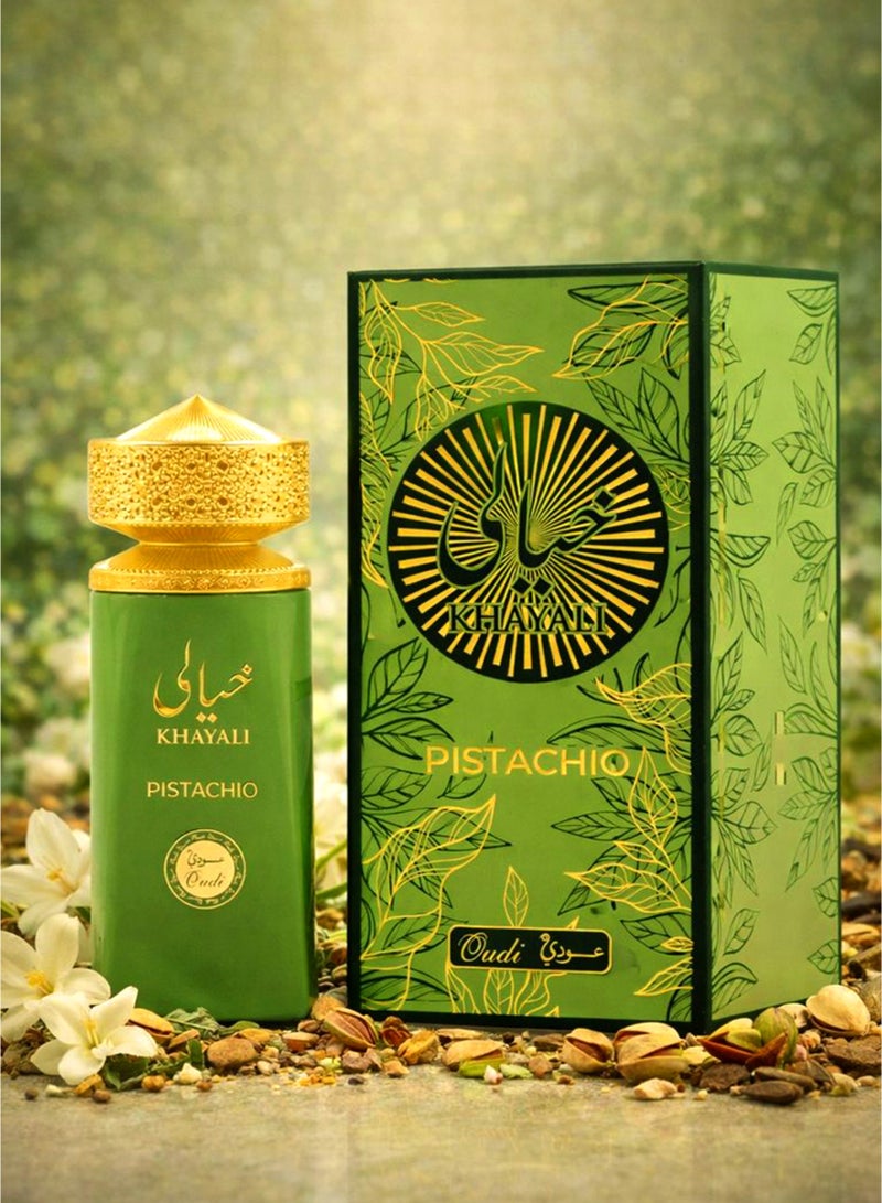 OUDI Luxury Unisex Eau De Parfum Oudi Khayali Pistachio 100ml | Long Lasting Perfume with Pistachio, Sweet Vanilla, Powdery & Woody Notes | Best Pistachio Perfume for Men & Women - Image 1